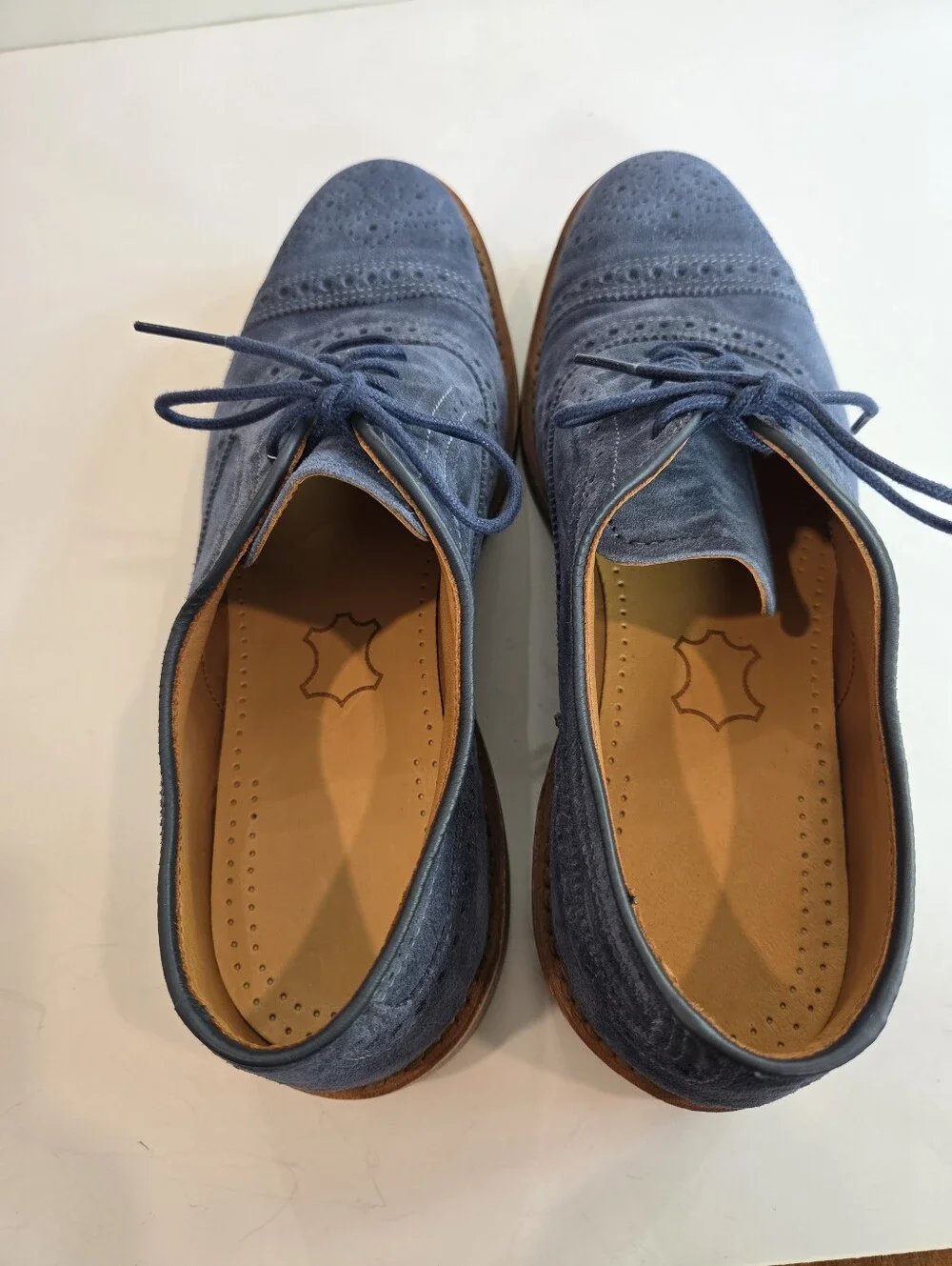 Blue Suede Men's Wingtip Oxfords With Dainite Sole Size 9 New Without Box